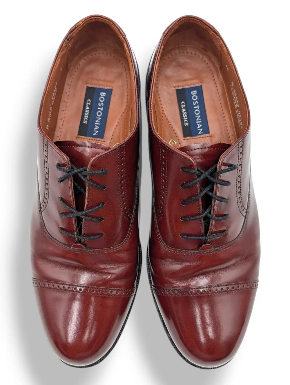 Bostonian Sz 10 Classics First Flex Cap Toe Oxford Burgundy Leather